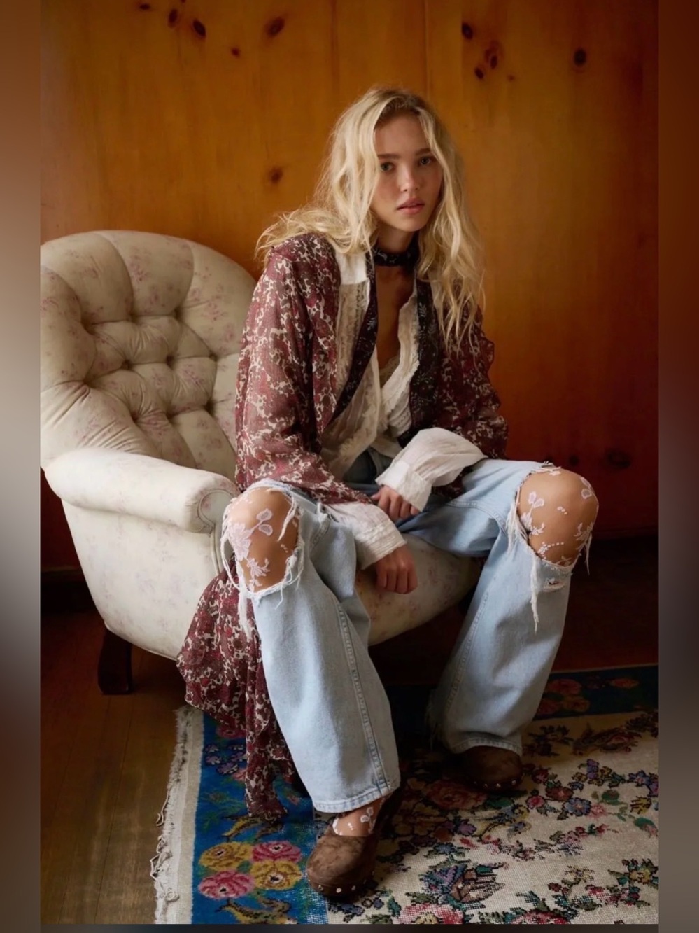Free People High Low Printed Duster in Forever Paisley (OS)